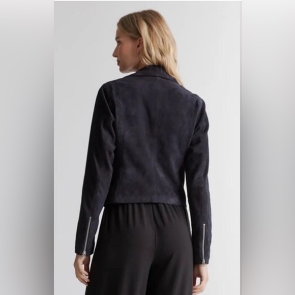 Quince 100% Suede Biker Jacket in charcoal size M - Picture 4 of 16